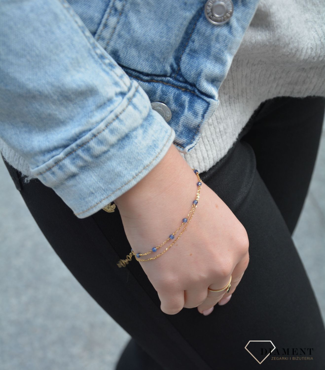 Złota bransoletka Dall'Acqua Gold łańcuszkowa z koralikami (1).jpg